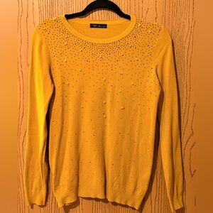Be Mine Mustard Yellow Sweater with Embellishments
